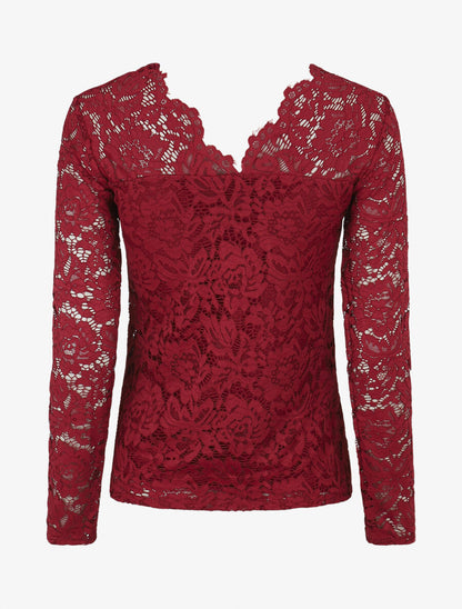 Top uni en dentelle - Bordeaux - 2