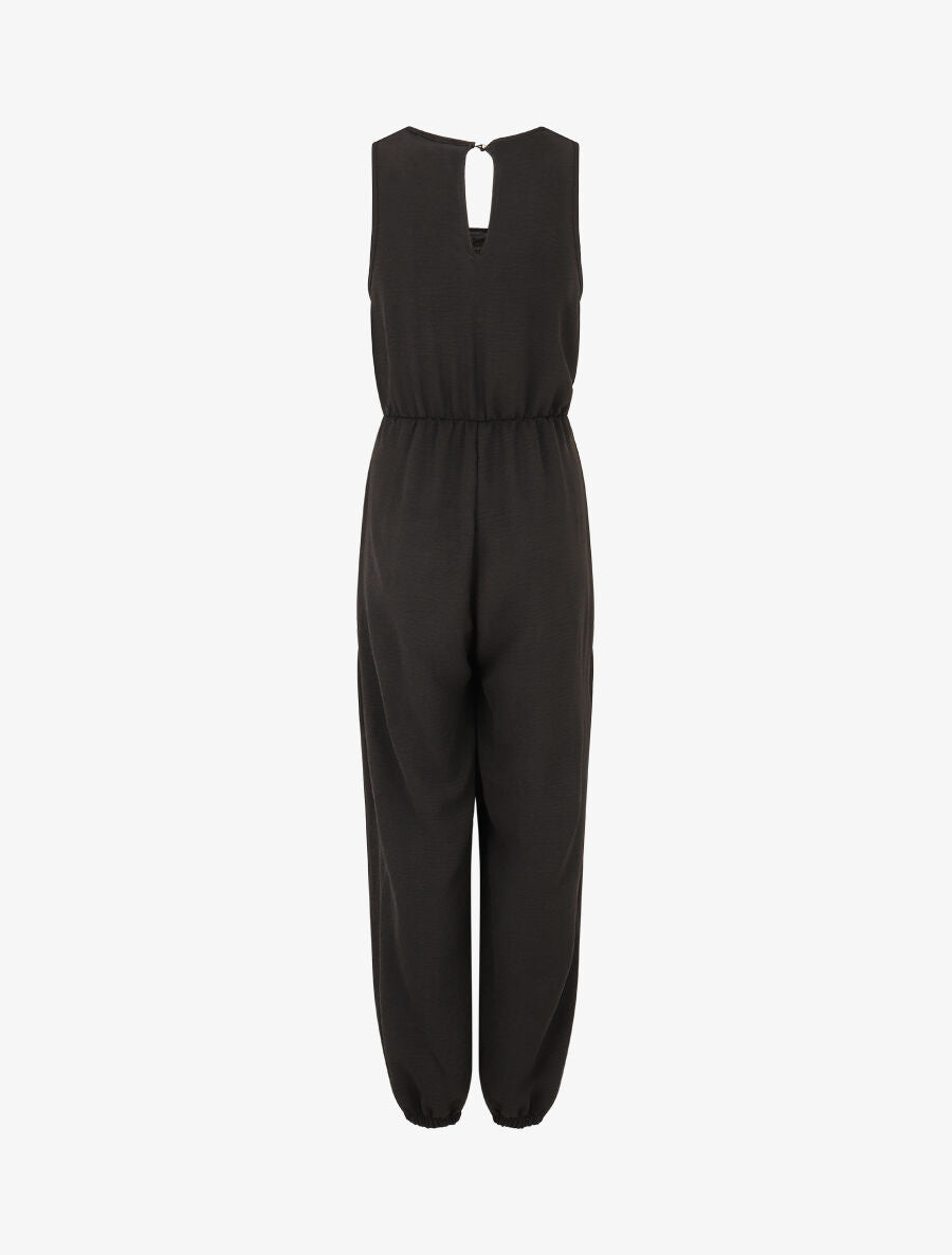 Combinaison unie coupe droite sans manches - Noir - 2