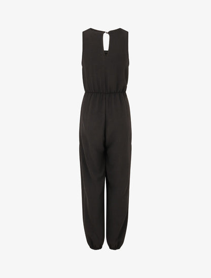 Combinaison unie coupe droite sans manches - Noir - 2