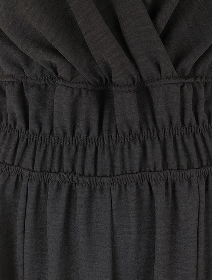 Combinaison unie coupe droite sans manches - Noir - 3