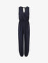 Combinaison unie coupe droite sans manches - Marine - 4