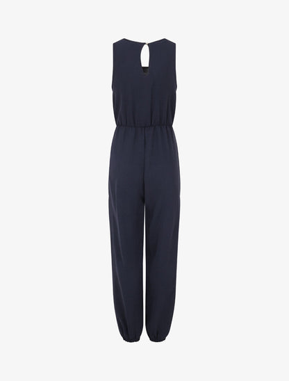 Combinaison unie coupe droite sans manches - Marine - 2
