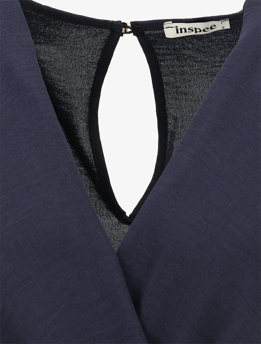 Combinaison unie coupe droite sans manches - Marine - 3