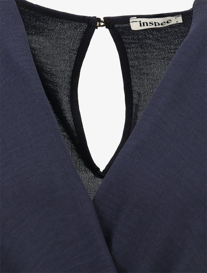 Combinaison unie coupe droite sans manches - Marine - 3