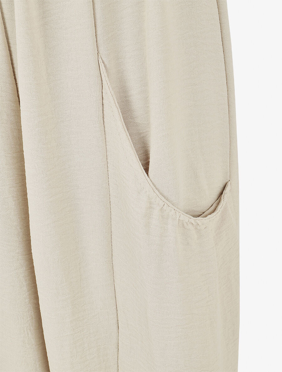 Combinaison unie coupe droite sans manches - Beige - 3