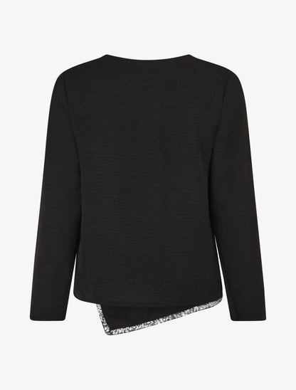 Blouse asymétrique à détail sequins - Noir - 2