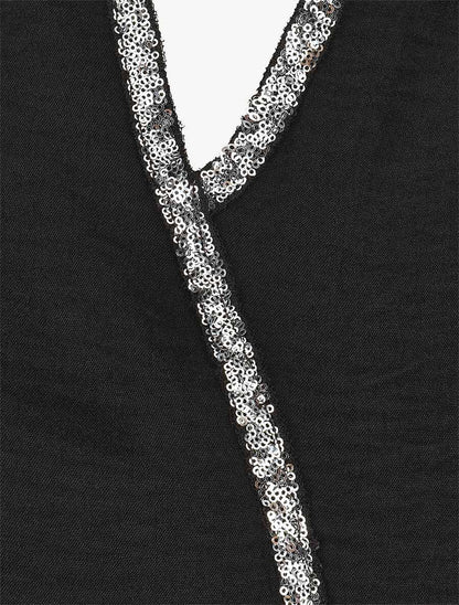 Blouse asymétrique à détail sequins - Noir - 3