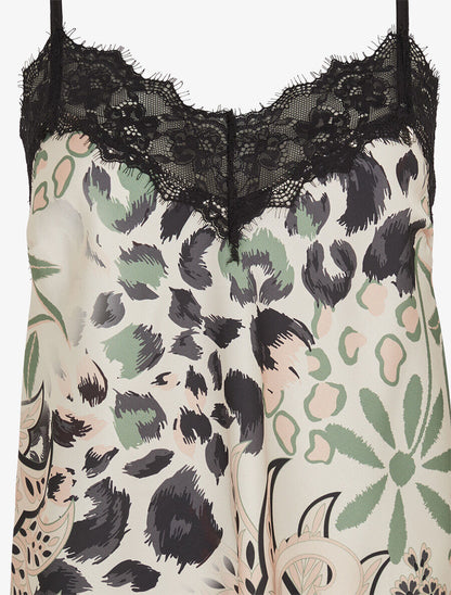 Caraco imprimé foulard à détail dentelle - Noir - 3