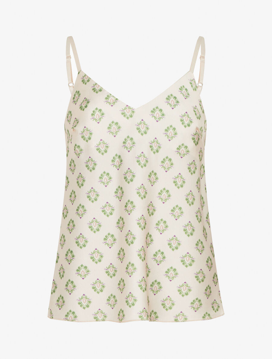 Caraco satiné imprimé jacquard - Beige - 4