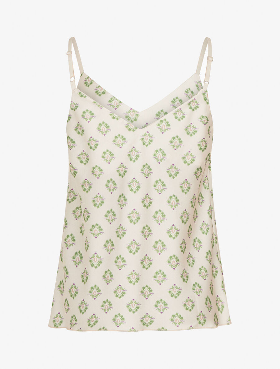 Caraco satiné imprimé jacquard - Beige - 2