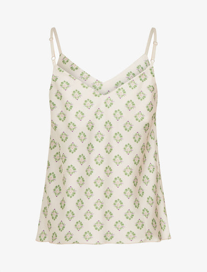 Caraco satiné imprimé jacquard - Beige - 2