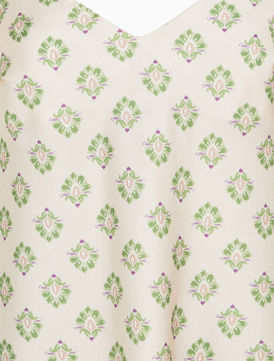 Caraco satiné imprimé jacquard - Beige - 3