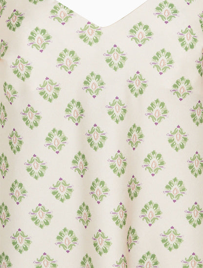 Caraco satiné imprimé jacquard - Beige - 3