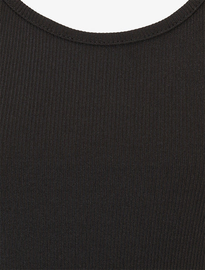 Débardeur côtelé basique coupe ajustée - Noir - 3