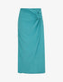Jupe mi-longue drapée unie - Turquoise - 4