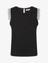 Top uni à détail broderies - Noir - 4