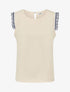 Top uni à détail broderies - Beige - 4