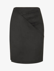 Jupe courte en suédine effet drapé - Noir - 1