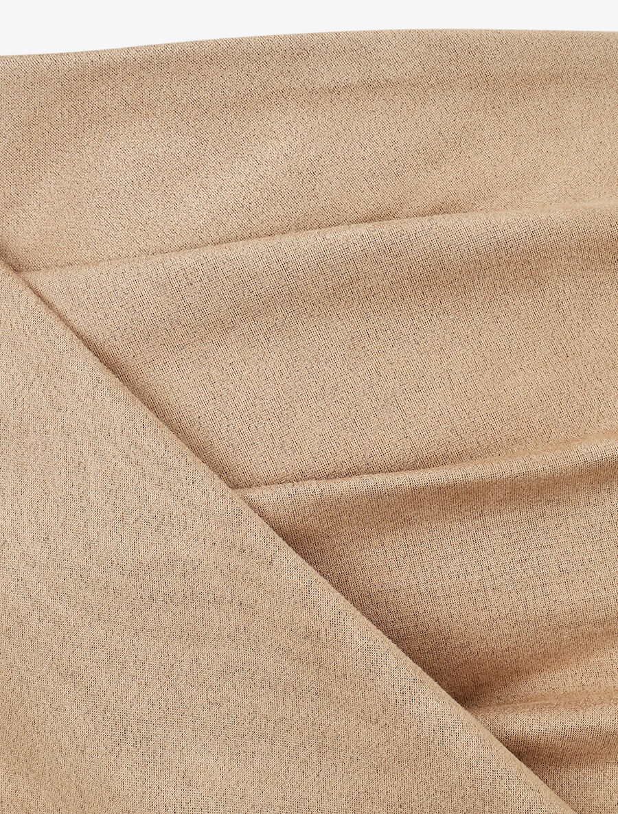 Jupe courte en suédine effet drapé - Beige - 3