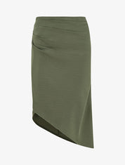Jupe uni asymétrique effet drapé - Kaki - 1