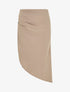 Jupe uni asymétrique effet drapé - Taupe - 1