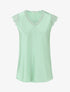 Top satiné à épaules en dentelle - Vert clair - 1