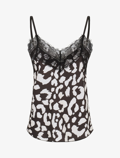 Caraco satiné imprimé léopard - Noir - 4