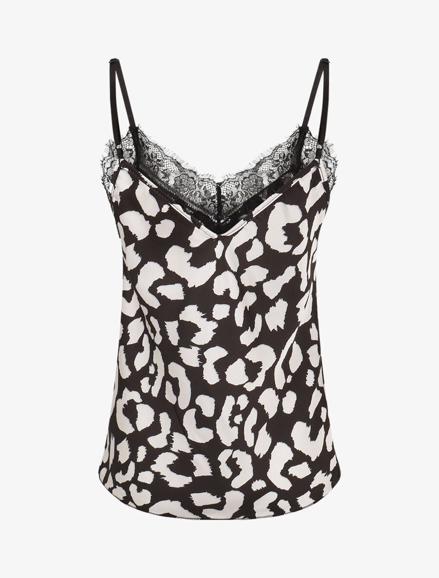 Caraco satiné imprimé léopard - Noir - 2