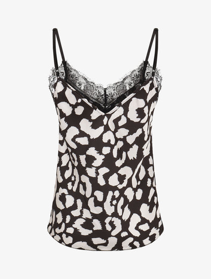 Caraco satiné imprimé léopard - Noir - 2