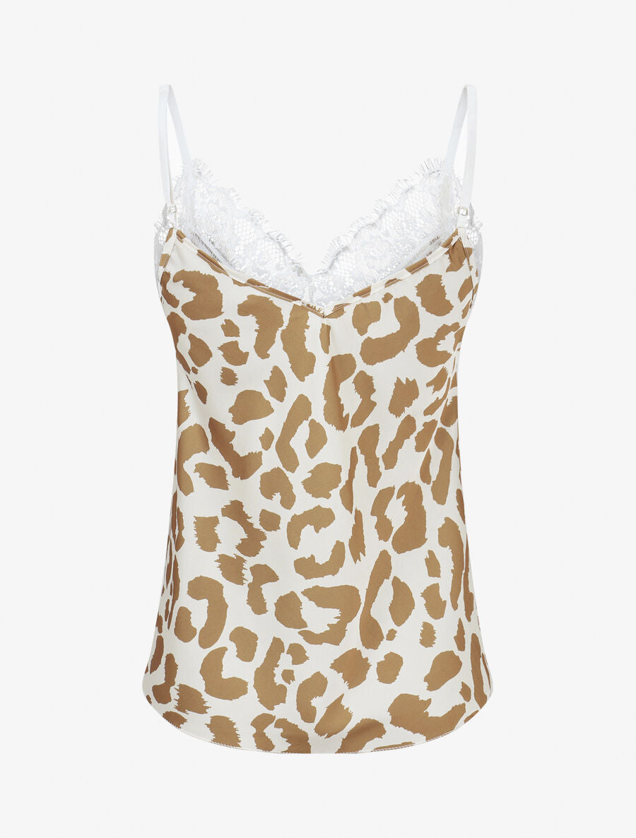 Caraco satiné imprimé léopard - Camel - 2