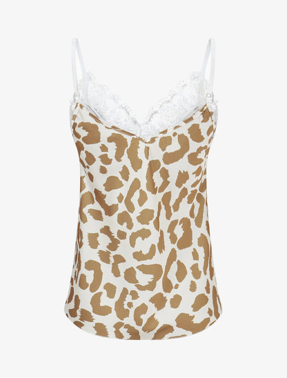 Caraco satiné imprimé léopard - Camel - 2