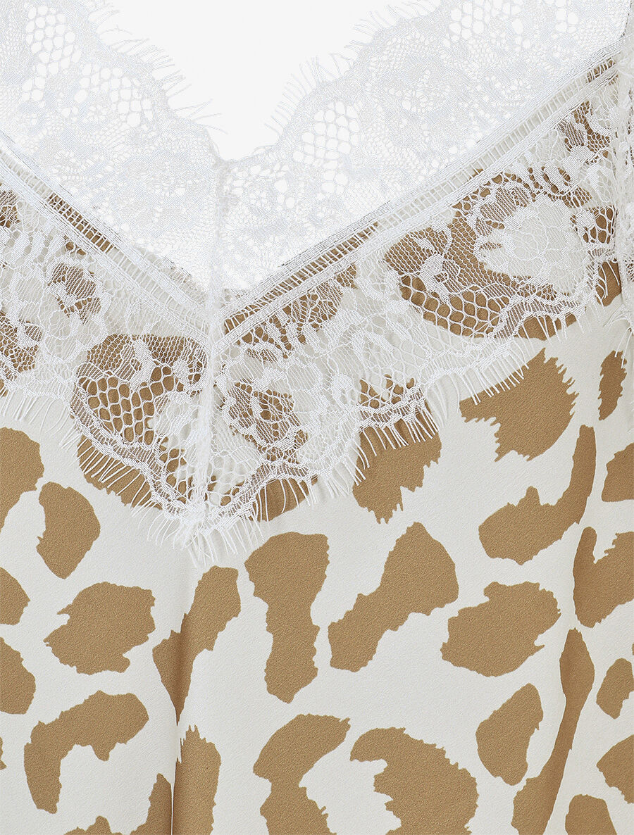 Caraco satiné imprimé léopard - Camel - 3