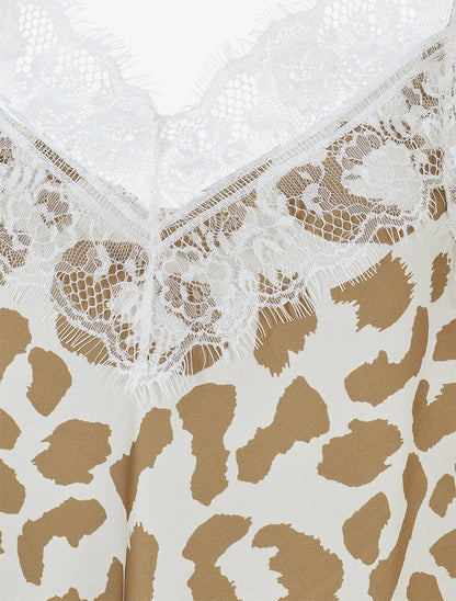 Caraco satiné imprimé léopard - Camel - 3