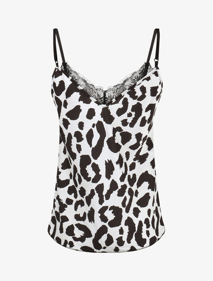 Caraco satiné imprimé léopard - Blanc - 2