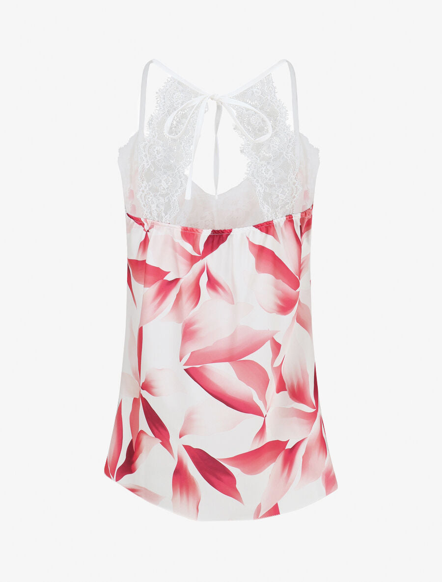 Caraco satiné imprimé pétales - Rose - 2