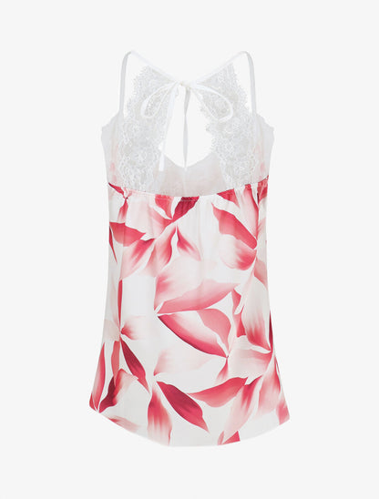 Caraco satiné imprimé pétales - Rose - 2