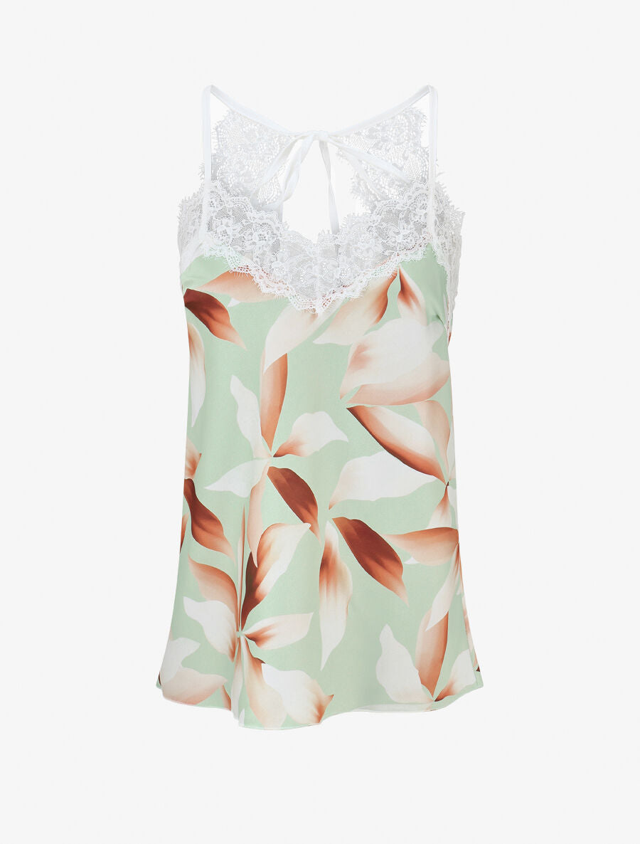 Caraco satiné imprimé pétales - Vert menthe - 4