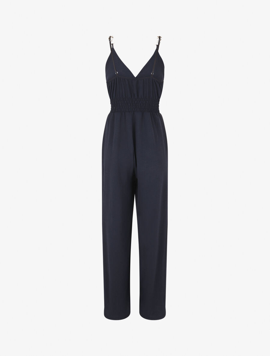 Combinaison ample à fines bretelles bijoux - Marine - 2