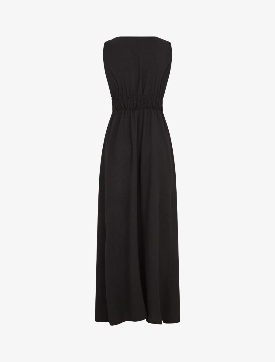 Robe longue évasée sans manches - Noir - 2