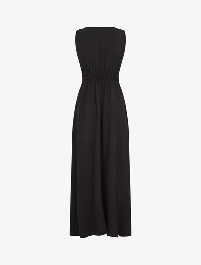 Robe longue évasée sans manches - Noir - 2