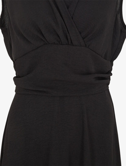 Robe longue évasée sans manches - Noir - 3