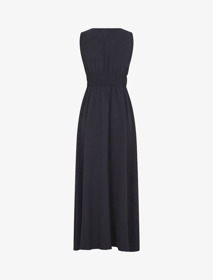 Robe longue évasée sans manches - Marine - 2