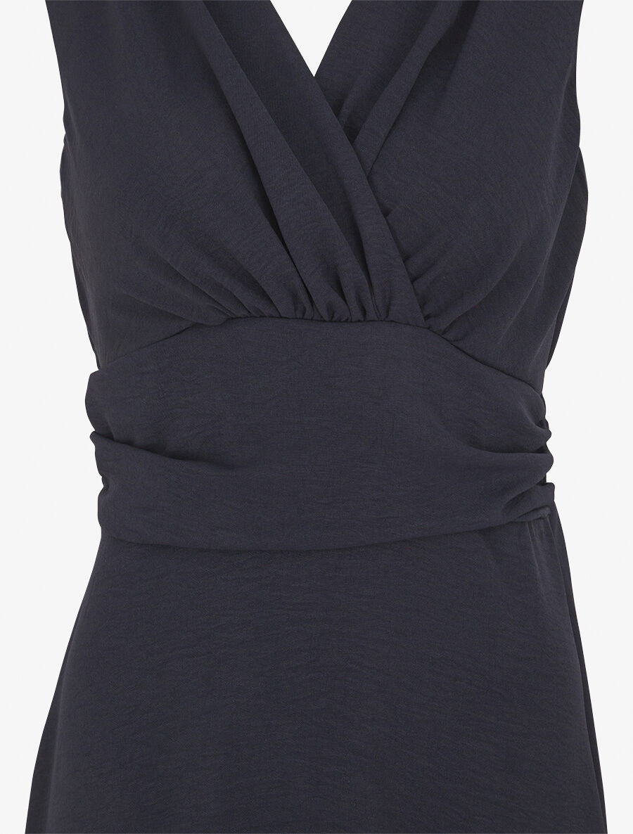 Robe longue évasée sans manches - Marine - 3