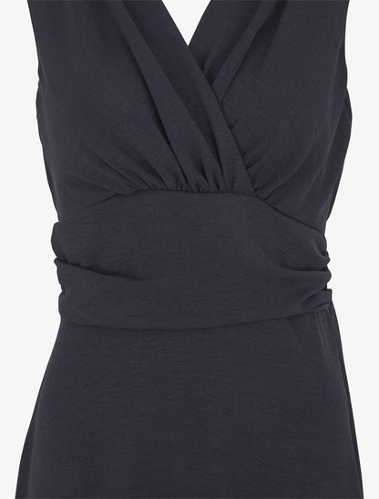 Robe longue évasée sans manches - Marine - 3