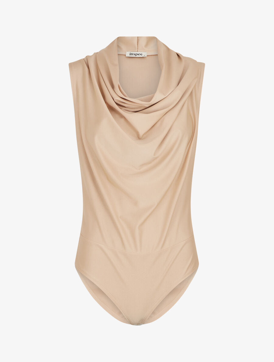Body satiné à col bénitier - Beige - 1