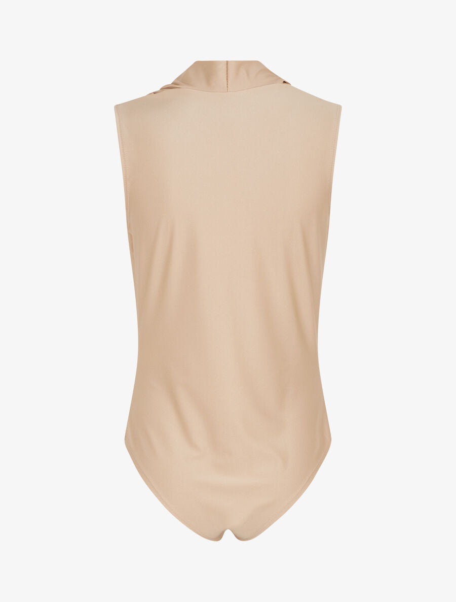 Body satiné à col bénitier - Beige - 2