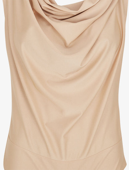 Body satiné à col bénitier - Beige - 3