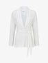 Veste unie à ceinture à nouer - Blanc - 1