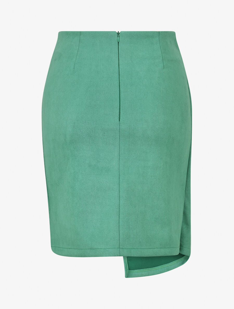 Jupe courte en suédine syle portefeuille - Vert - 2