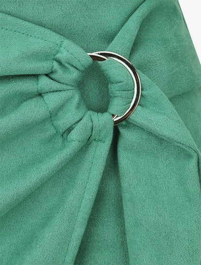 Jupe courte en suédine syle portefeuille - Vert - 3